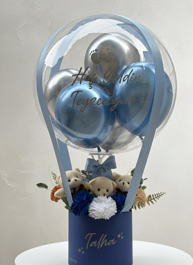 Mavi Düş Hediye Balon Kutusu – Kişiye Özel Balon Tasarımı