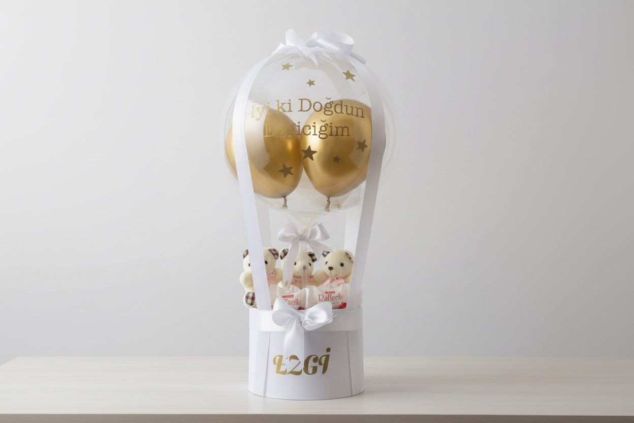 Çikolatalı Ayıcıklı Doğum Günü Balon Kutusu